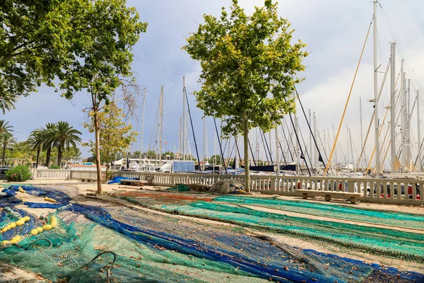 Fischernetze Trocknen Der Promenade Von Palma Mallorca Spanien — Stockfoto