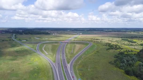 Cruce Carreteras Kaliningrado Vista Desde Arriba — Vídeos de Stock