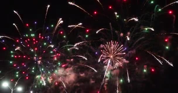 Fuegos Artificiales Muestran Cielo Oscuro — Vídeo de stock