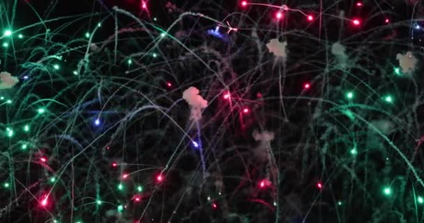 Feuerwerk Vor Dem Hintergrund Des Nachthimmels — Stockvideo