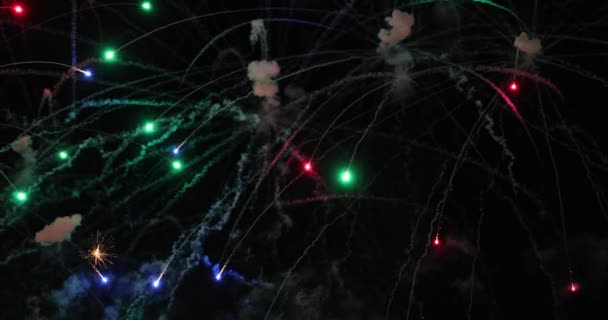 Feuerwerk Vor Dem Hintergrund Des Nachthimmels — Stockvideo