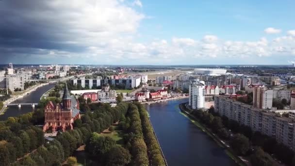 Aérea Catedral Kaliningrado Rusia — Vídeo de stock