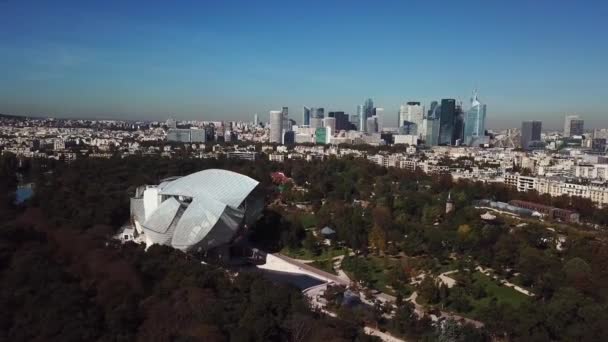 Παρίσι Γαλλία Σεπτεμβρίου 2018 Αεροφωτογραφία Της Σύγχρονη Γυαλί Οικοδόμησης Του — Αρχείο Βίντεο