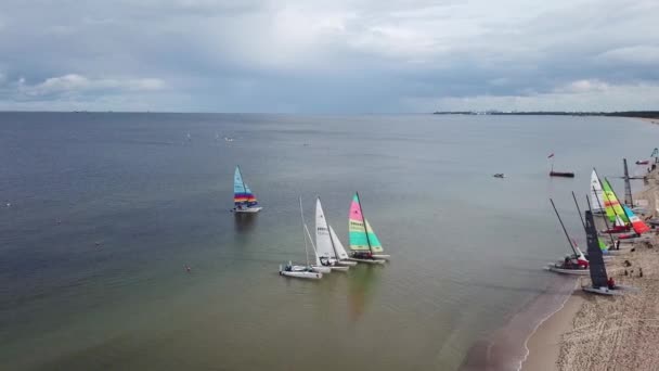 Sopot Polonya Eylül 2018 Sopot Plaj Yelken Eğitimi — Stok video