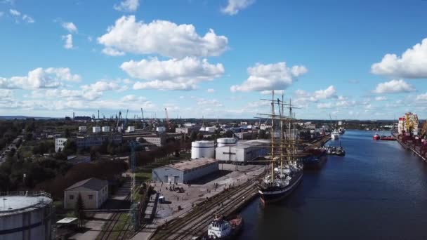 Antenne Barke Hafen Von Kaliningrad Russland — Stockvideo