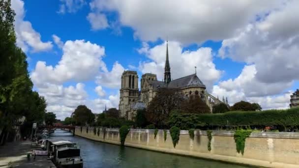 时间流逝 法国巴黎圣母院教堂 — 图库视频影像