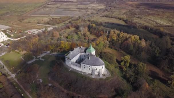 Widok Lotu Ptaka Zamek Oleskiy Położony Lviv Oblast Ukraine — Wideo stockowe