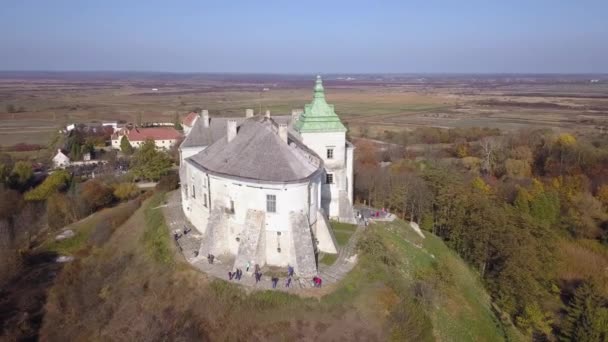 Luchtfoto Van Het Oleskiy Kasteel Gelegen Lviv Oblast Oekraïne — Stockvideo
