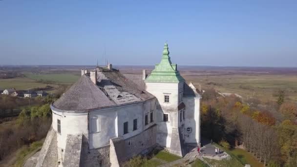 Vista Aérea Del Castillo Oleskiy Ubicado Óblast Lviv Ucrania — Vídeo de stock