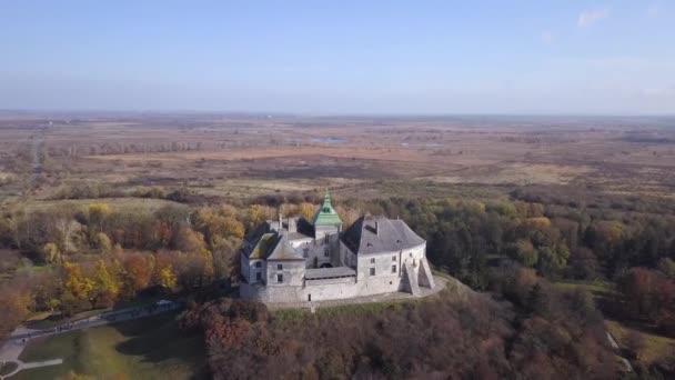 Vista Aérea Del Castillo Oleskiy Ubicado Óblast Lviv Ucrania — Vídeos de Stock