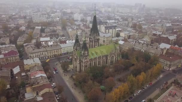 Widok Lotu Ptaka Olha Elizabeth Kościoła Lwów Ukraina — Wideo stockowe