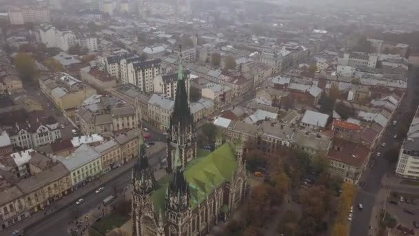 Olha Lviv Ukrayna Elizabeth Kilisede Havadan Görünümü — Stok video