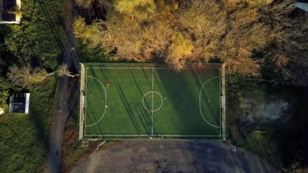 Aérea Estadio Ciudad Kamianka Ucrania Otoño — Vídeos de Stock