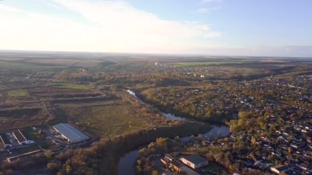 Aéreo Canyon Tiasmyn Perto Cidade Kamianka Ucrânia Hora Outono — Vídeo de Stock