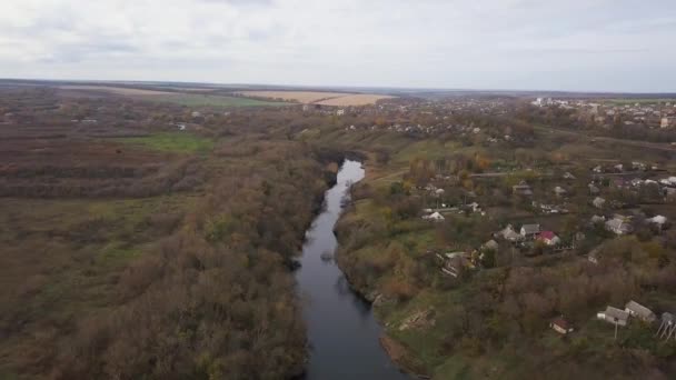 Anteni Tiasmyn Kanyon Kamianka Town Ukrayna Sonbahar Yakınındaki — Stok video