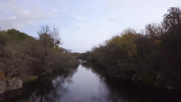 Antenn Tiasmyn Canyon Nära Kamianka Stad Ukraina Höstens Tid — Stockvideo