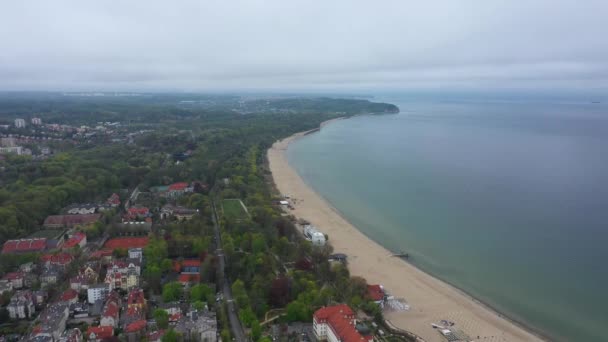 Widok Lotu Ptaka Panoramę Miasta Sopot Polska — Wideo stockowe