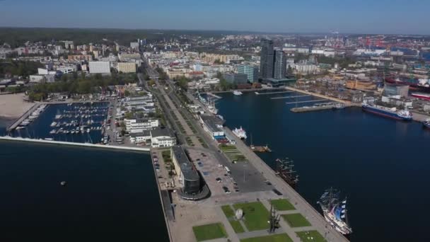 Aerial Pier Gdynia Poland — Stock Video