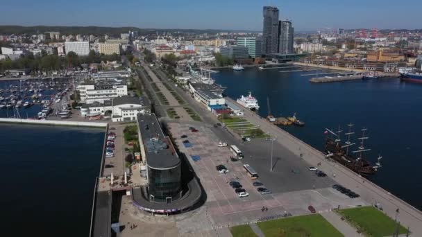 Antenn Piren Gdynia Polen — Stockvideo