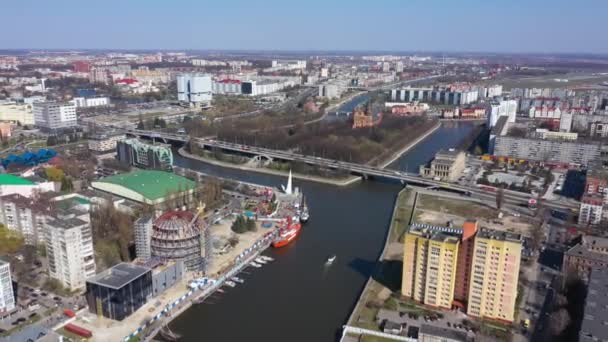 Kaliningrad Rusland April 2019 Luftfoto Verdenshavenes Museum Nationalforårsferien Sildedag – Stock-video