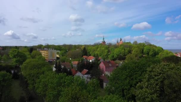 Luchtfoto Frombork Resort Town Polen — Stockvideo