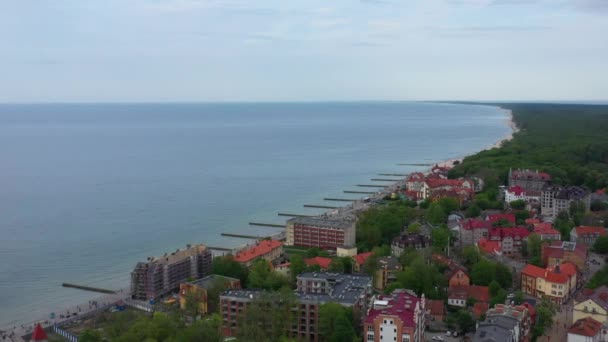 Flygfoto Över Strandpromenaden Zelenogradsk Ryssland — Stockvideo