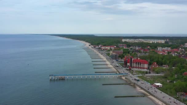 Flygfoto Över Strandpromenaden Zelenogradsk Ryssland — Stockvideo