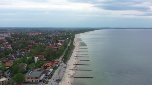 Luchtfoto Van Promenade Zelenogradsk Rusland — Stockvideo