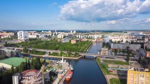 Aerial Kathedraal Het Eiland Kaliningrad Hyper Lapse — Stockvideo