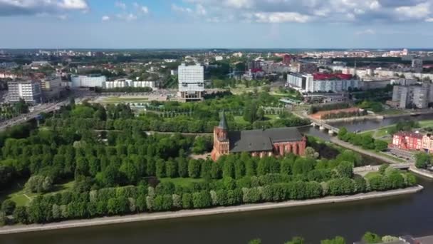 Aérea Catedral Isla Kaliningrado Hiper Lapso — Vídeo de stock