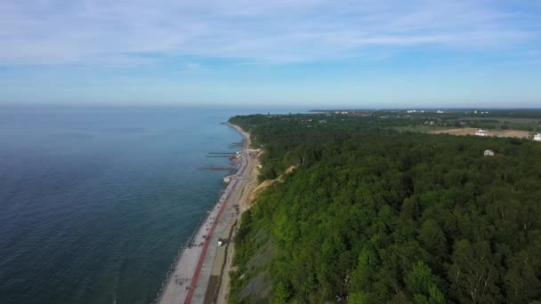 Luftaufnahme Die Neue Promenade Der Kurstadt Swetlogorsk Russland — Stockvideo