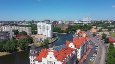 Kaliningrad, Rusya Federasyonu, görünümünde yukarıdan balıkçı köyü
