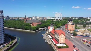 Kaliningrad, Rusya Federasyonu, görünümünde yukarıdan balıkçı köyü