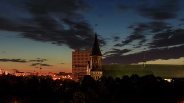 Catedral Kaliningrado Rusia Lapso Noche — Vídeo de stock