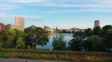 Kopenhag, Danimarka'daki Sankt Jorgens So gölünün havadan görünümü