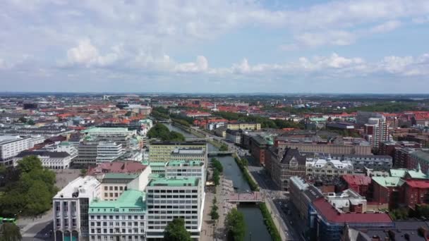 Malmö Şehir Manzarasının Havadan Görünümü Sveç — Stok video