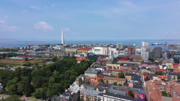 Luftaufnahme Des Stadtbildes Von Malmö Schweden — Stockvideo