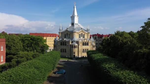 瑞典马尔默圣保罗教堂鸟瞰图 — 图库视频影像