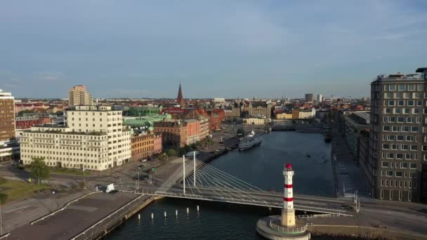 Εναέρια Θέα Στο Λιμάνι Του Μάλμο Σουηδία — Αρχείο Βίντεο