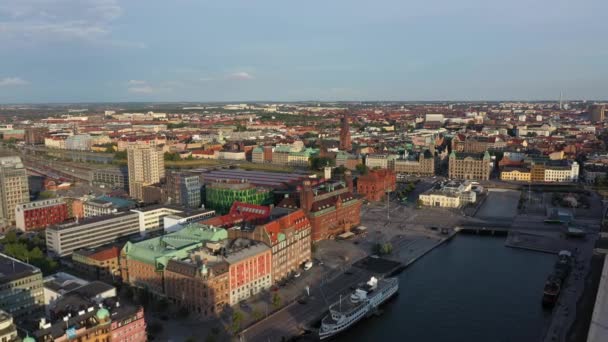 Luchtfoto Van Haven Van Malmö Zweden — Stockvideo