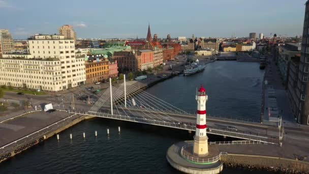 Widok Lotu Ptaka Port Malmo Szwecja — Wideo stockowe