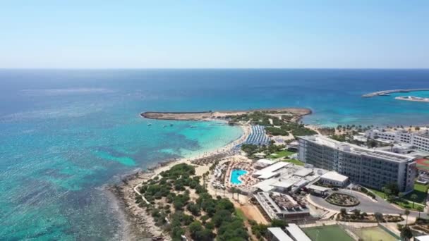 Повітряне Пляж Макронісос Кіпрі — стокове відео