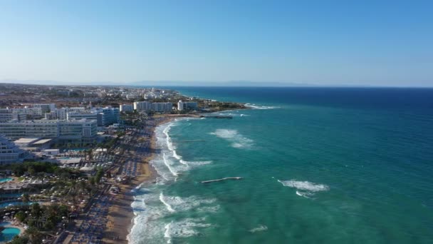 Luftaufnahme Des Protaras Strandes Zypern — Stockvideo