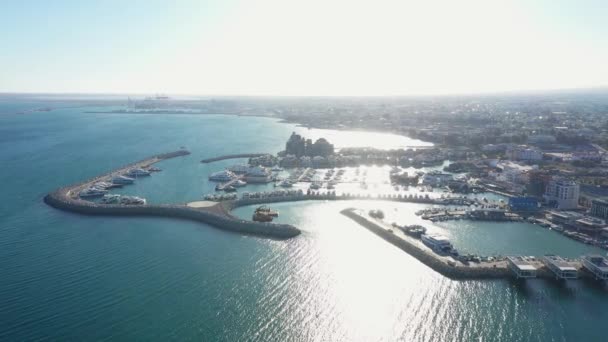 Luchtfoto Van Nieuwe Jachthaven Limassol Cyprus — Stockvideo