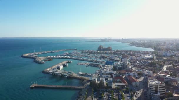 Vista Aérea Nova Marina Limassol Chipre — Vídeo de Stock