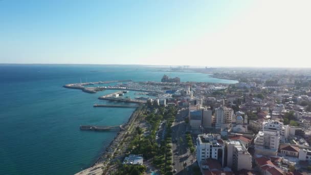 Luftaufnahme Des Neuen Yachthafens Limassol Zypern — Stockvideo