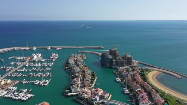 Vista Aérea Del Nuevo Puerto Deportivo Limassol Chipre — Vídeo de stock