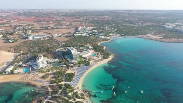 Aéreo Praia Makronissos Chipre — Vídeo de Stock
