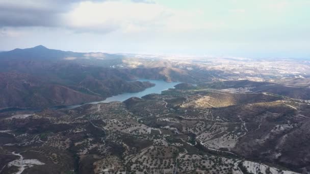 Вид Воздуха Водохранилище Дипотамос Кипре — стоковое видео