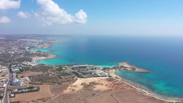 Воздушный Пляж Макрониссос Кипрусе — стоковое видео